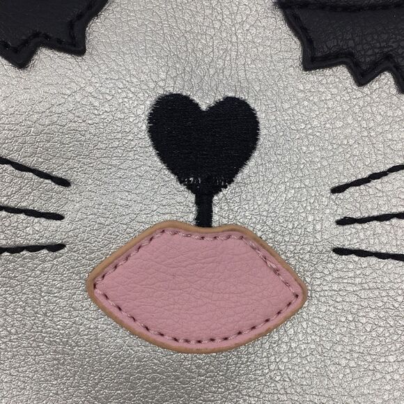 Luv Betsey By Betsey Johnson Silver and Pink Kitty Cat Face Backpack - Picture 15 of 17